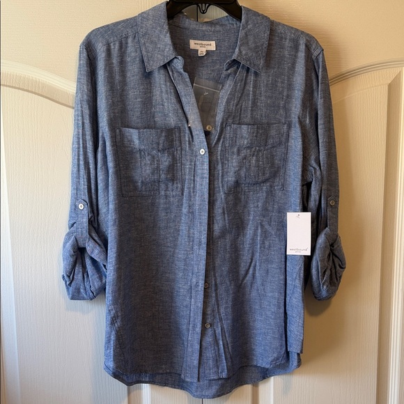 Westbound Tops - Westbound Chambray Button-Up Shirt